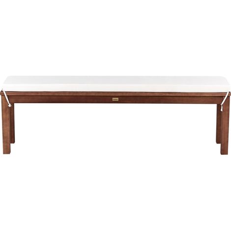 Garden Bench with Cushion Natural Eucalyptus Wood 160 cm Rectangular Rustic Style Terrace Balcony Indoor Outdoor Furniture TUSCANIA (1/5)