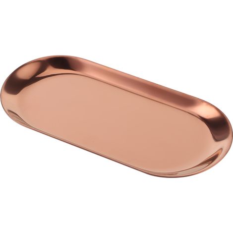 Lot de 5 plateaux ovales en acier inoxydable pour serviettes, cosmétiques et bijoux, or rose (1/5)