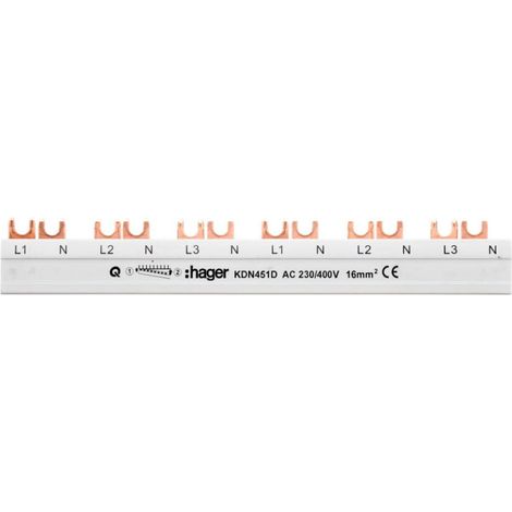 Jeu de barres de raccordement 2P 80A 16 mm2 fourche (12 modules) KDN451D