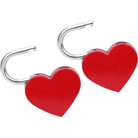 Ensemble cadenas cœur avec clé, Métal, Rouge, 2 pièces