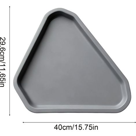Vassoio triangolare in 2 pezzi con design antiscivolo - Multiuso, robusto, durevole e facile da pulire - Ideale per ristoranti, caffetterie e abitazioni - Grigio (1/4)