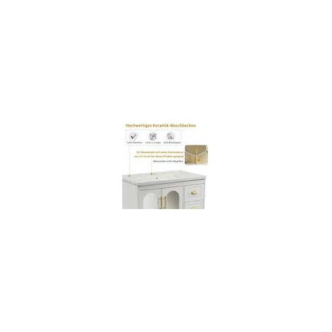 Meuble de salle de bains simple vasque avec meuble sous-vasque de 80 cm et vasque en céramique blanche (1/5)