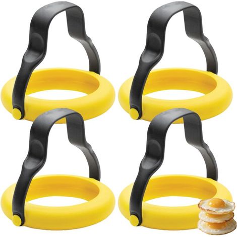 Stampi per uova in silicone - Set di 4 stampi antiaderenti per uova fritte, pancake, frittate, panini per la colazione - Resistenti al calore, riutilizzabili e facili da usare (1/4)