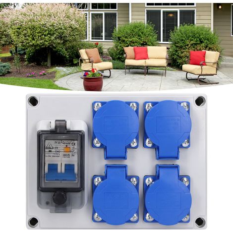 Prise murale de style allemand à 4 prises, 200-250V, avec interrupteur et prise, 230V 40A, 1P+N RCD. (1/5)