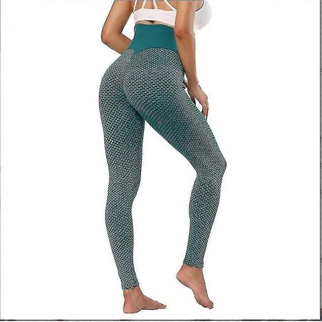 Leggings pour femmes, taille haute, pantalon de yoga, effet push-up, jacquard, froncé, gainant, effet ventre plat, effet push-up, gris, blanc, noir, violet, fitness, salle de sport.-XL-Forest Green
