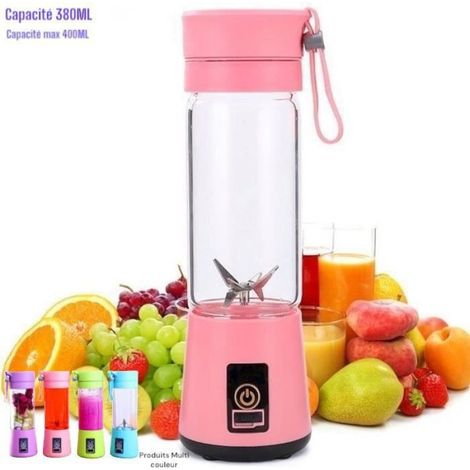 Mini Blender - 400 ml - Rechargeable USB - 6 Lames 3D - Rose (1/5)