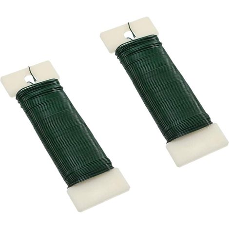 Lot de 2 fils de fer pour couronne de Noël - Vert - Calibre 22 - Fil flexible pour décoration de couronnes de Noël, guirlandes, bouquets de fleurs et arrangements floraux (1/3)