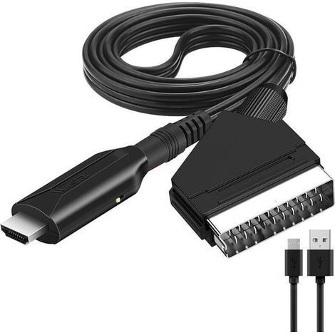 1m SCART to HDMI Converter – Full HD 720P/1080P Resolution – Compatible with DVD players, VHS players, and consoles – Micro USB powered – 720P TV (1/4)