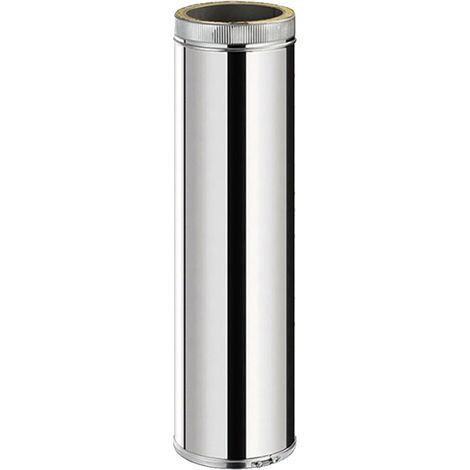 TDPI1000 Conduit double paroi isolé polycombustible longueur 100 cm Inox Ø125 - à l'unité (1/3)