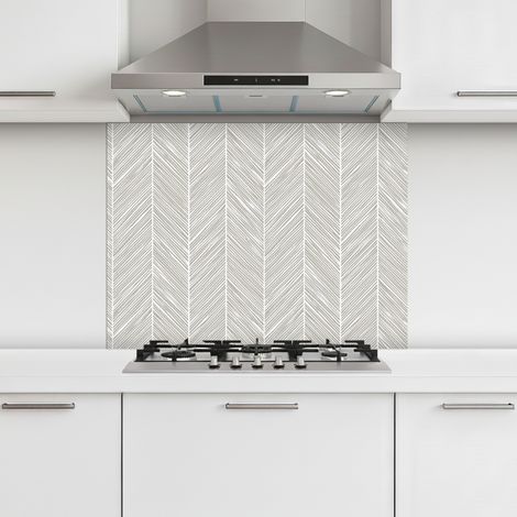 CRÉDENCE CUISINE Classique - Chevrons - Gris 80x60 cm