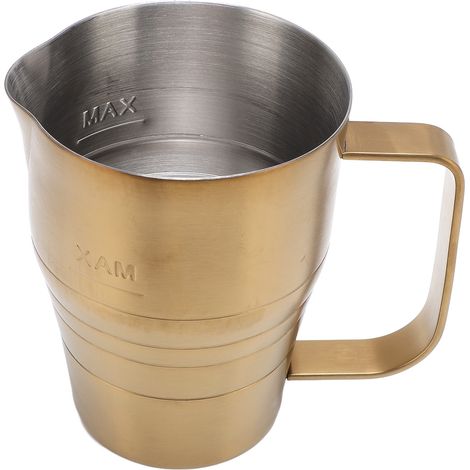Tasse à mousser le lait en acier inoxydable 304 plaqué or, 670 ml, idéale pour la préparation de boissons latte art ou autres. (1/5)