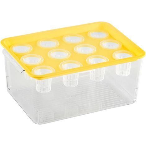 Kit Culture hydroponique à 12 Compartiments, récipient Robuste, kit Pratique Culture rectangulaire Micro-pousses, Outil hydroponique pour, Couvercle Jaune (1/5)