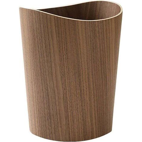 Poubelle en bois de 2,3 gallons (environ 7,9 litres) pour la maison ou le bureau, poubelle ronde de style japonais en bois naturel, légère et durable (bois foncé type B) (1/5)