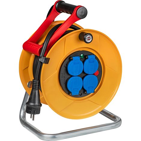 Brennenstuhl – Enrouleur électrique 4 prises H07RN-F 3G2,5 – Longueur 15m pour extérieur – Câble flexible et résistant aux intempéries