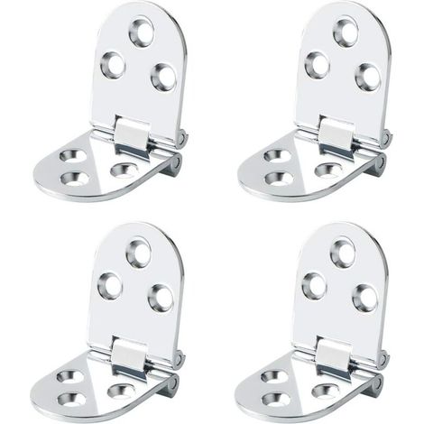 Folding Table Hinges Folding Connector Furniture Fitting Stainless Steel 180 Degree Folding, 2mm Thickness, Stainless Steel Chrome Finish, 4 Pcs Silver (1/5)