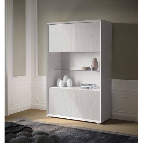 Credenza 4 ante linea Tilt in finitura bianco frassino nuvola Vetro (1/2)
