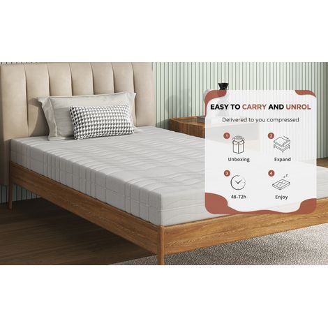 Matelas 90x200 cm, housse en tissu 3D lavable, noyau en mousse profilé d’un côté, matelas ergonomique adapté aux personnes allergiques (1/5)