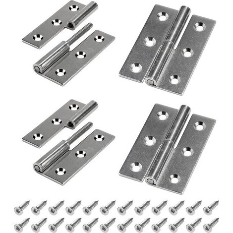 Dailygoods - SWAWIS 4 cerniere per porte, cerniera a sollevamento 7,5 x 5 cm, cerniera rimovibile con 24 viti, cerniera per porte in acciaio inox 304, cerniera destra per porte interne ed esterne, arm (1/5)