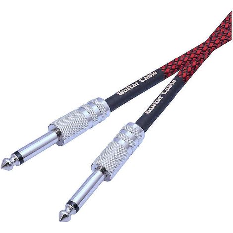 Câble stéréo droit 6,35 mm mâle-mâle (1/4 pouce) pour guitare électrique, basse et amplificateur, 1 mètre (1/5)