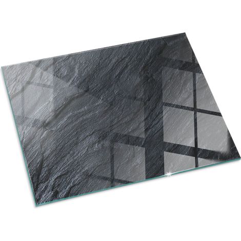 Plaque Rectangulaire de sol pour cheminée en verre trempé avec impression Texture surface pierre 80x60 cm (1/5)