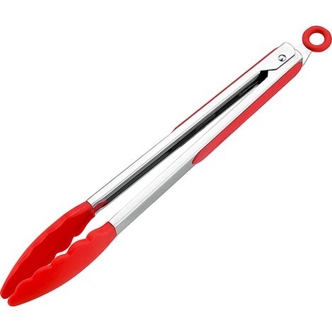 Pince de cuisine silicone haute température antidérapant, clip barbecue grill rouge 30 cm (1/5)
