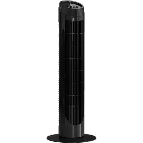 Ventilateur tour 45 W, silencieux, 3 vitesses, oscillation à 70°, ABS noir, Ø 27 x H 75 cm, pour une fraîcheur agréable, silencieux, haute efficacité (1/5)