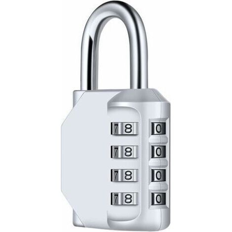 4-Digit Combination Padlock, Diyife Waterproof Combination Lock, Waterproof Metal and Plated Steel Combination Clasp for School, Locker, Toolbox, Fence, Cabinets - Silver (1/4)