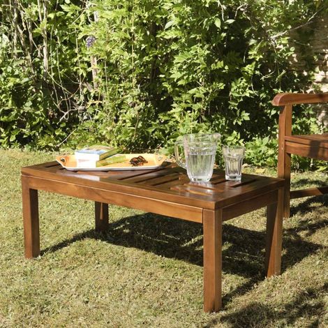 MAEVA - Table basse de jardin rect. 100 x 50 cm en bois teck huilé (1/5)