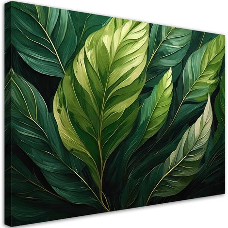 Tableau déco Feuilles vertes 100x70 (1/5)