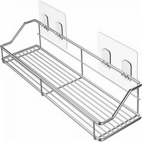 Mensola portaoggetti a parete in acciaio inox, mensola sospesa con fori per bagno e cucina, organizer ed elegante