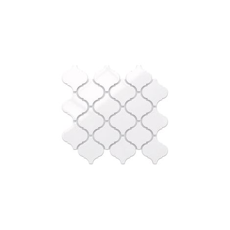 Mosaico in ceramica su rete per bagno o cucina 27.5cm x 24.3cm - White Arabesque (1/5)