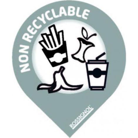 Lot de 10 stickers de tri sélectif - non recyclable - gris clair RAL 9022
