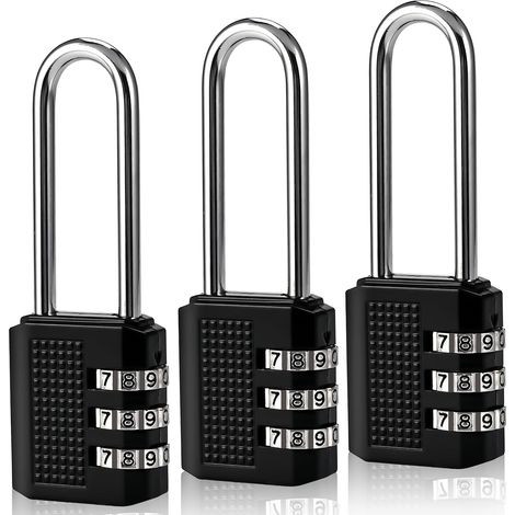 Cadenas Code 3 Chiffres, Antivol Cadenas Casier Scolaire (Noir)  Serrure à Combinaison Longue, Idéale pour Casier de Collège, Vestiaire Gym, Valise, Sac à Dos (1/5)