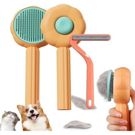 Brosse pour chat,Brosse à poils d'animaux domestiques,Retrait facile des poils lâches et emmêlés (Orange)