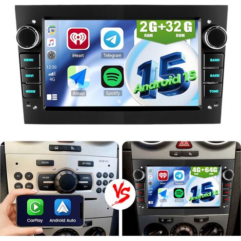 Autoradio Android 15, 32/64 go, Apple CarPlay, pour Opel Astra H Corsa C/D Meriva Zafira B - 2+32G (1/5)
