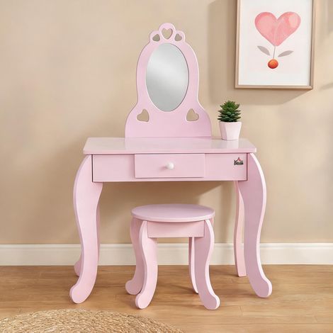 Lit enfant rose en MDF 60 x 36 x 88 cm (1/5)