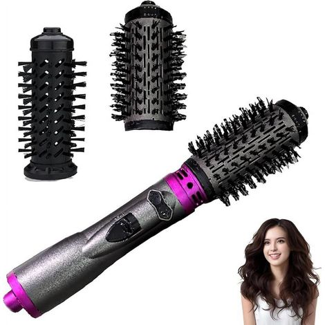 Spazzola asciugacapelli rotante 3 in 1 - 1201W - Arricciacapelli - Multistyler - Spazzola ad aria calda - Adatta sia a capelli ricci che lisci - Grigio-Viola (1/4)