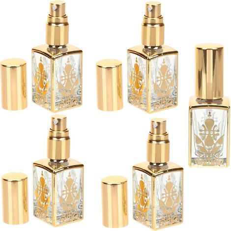 Refillable 10ml Glass Perfume Bottle, 5 Pieces, Vintage Gold (1/5)