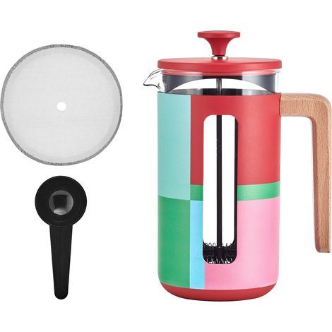 La Cafetière Pisa - Cafetera grande de prensa francesa con diseño geométrico de 8 tazas, cafetera de cerámica resistente al calor de 1 L, té suelto y café molido, Utopian Lines