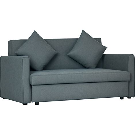 Loveseat Sofa Bed, Storage and Cushions, 152 x 101 x 78 cm, Dark Grey (1/5)