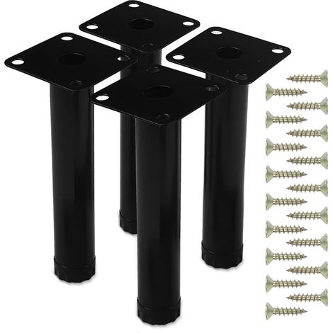 4 Pièces 15 cm Pieds de Meuble, avec 18 Pcs Vis Reglable Métal Table Basse Noir Pied, Hauteur Ajustable Pieds pour Meubles Canapé Bureau Cuisine Armoires Réglables (1/5)