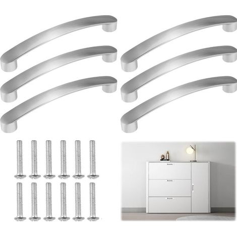 6 Pièces Poignée Meuble Cuisine, Poignee Placard, Cuisine Armoire Porte Poignées, Poignées De Tiroir, Brossé Poignée D'armoire, Pour Armoire De Meubles De Salle De Chambre (Centre à Centre 160mm) (1/5)