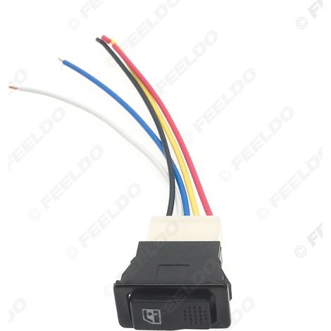 Interrupteur de lève-vitre électrique automobile 20 A 12 V/24 V 5 broches avec câblage (vert + câble adaptateur)