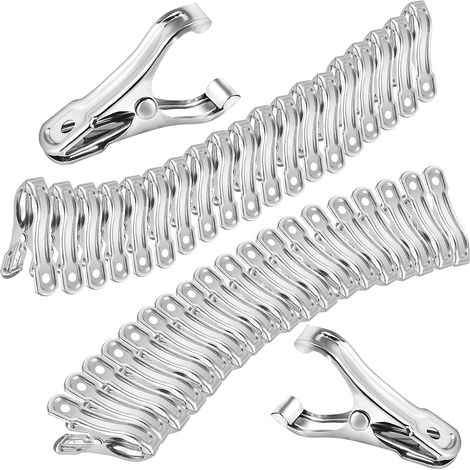 Paquete de 40 clips de acero inoxidable para invernadero, ideales para asegurar la red, sujetar la tela de sombra o la cubierta vegetal firmemente en los postes del jardín. (1/5)