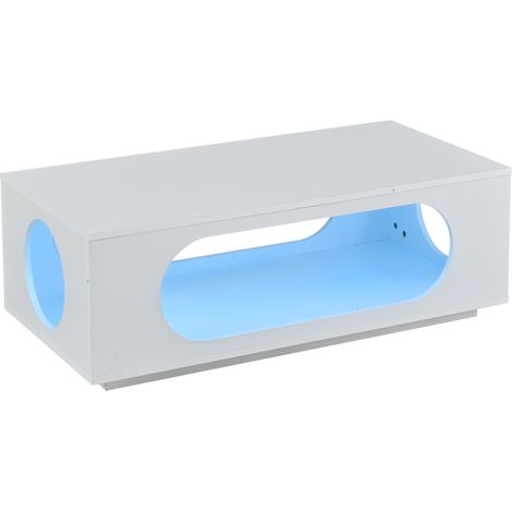 Table basse avec éclairage LED (contrôle par application), 100x50x35cm, matériau MDF, capacité de charge 30kg, table basse ajourée brillante, table d’appoint avec grand espace de rangement, table de s (1/5)