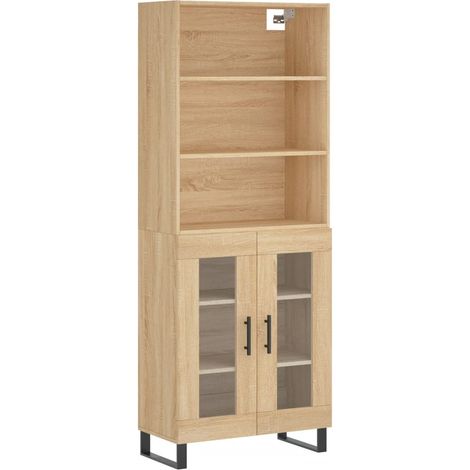 Buffet credenza cassettiera armadio mobile contenitore organizer cucina soggiorno salotto rovere Sonoma alto 69,5 x 34 x 180 cm legno ingegnerizzato marrone 020034187