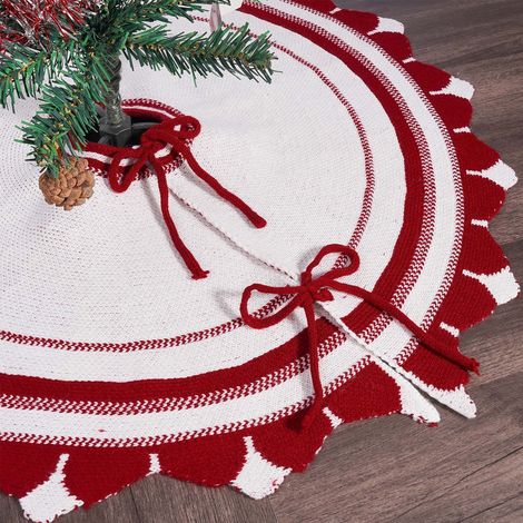 Ardoise De Sapin De Noël - Couverture Ronde En Tissu Pour Pied D'Arbre - 71 X 71 Cm - Rouge - Pour Sapins De 150 Cm - 1 Pièce (1/5)