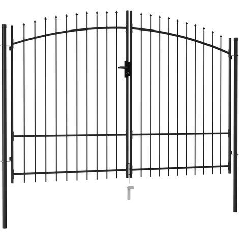 Puerta de valla Woerden de doble puerta con punta de pincho 299,5x249,5 cm vidaXL (1/5)