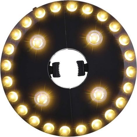 Lumière blanche chaude pour parasol de terrasse, 28 lumières LED, fonctionne avec 4 piles AA, pour parasol, tentes de camping (1/5)