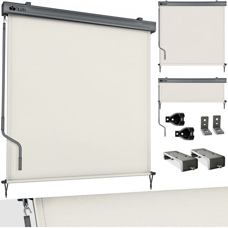 tillvex Toldo vertical beige de 200 x 250 cm para interior y exterior Estor exterior impermeable con manivela para balcón, terraza y jardín Estor de aluminio para balcón con protección solar Estor